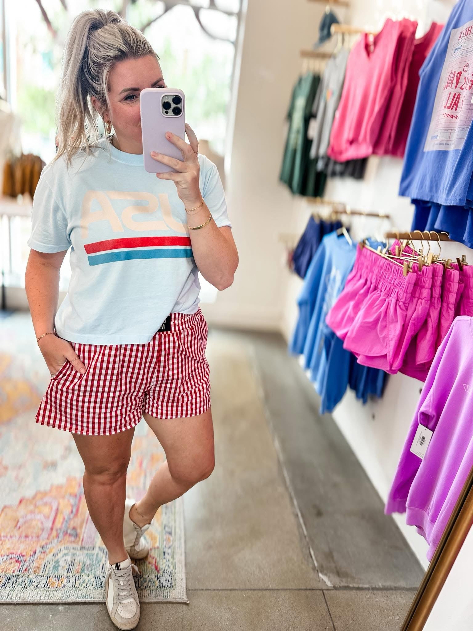 USA All Day | Mom Crop Tee | RTS-Womens - Tops - Tees-Sister Shirts-Sister Shirts, Cute & Custom Tees for Mama & Littles in Trussville, Alabama.