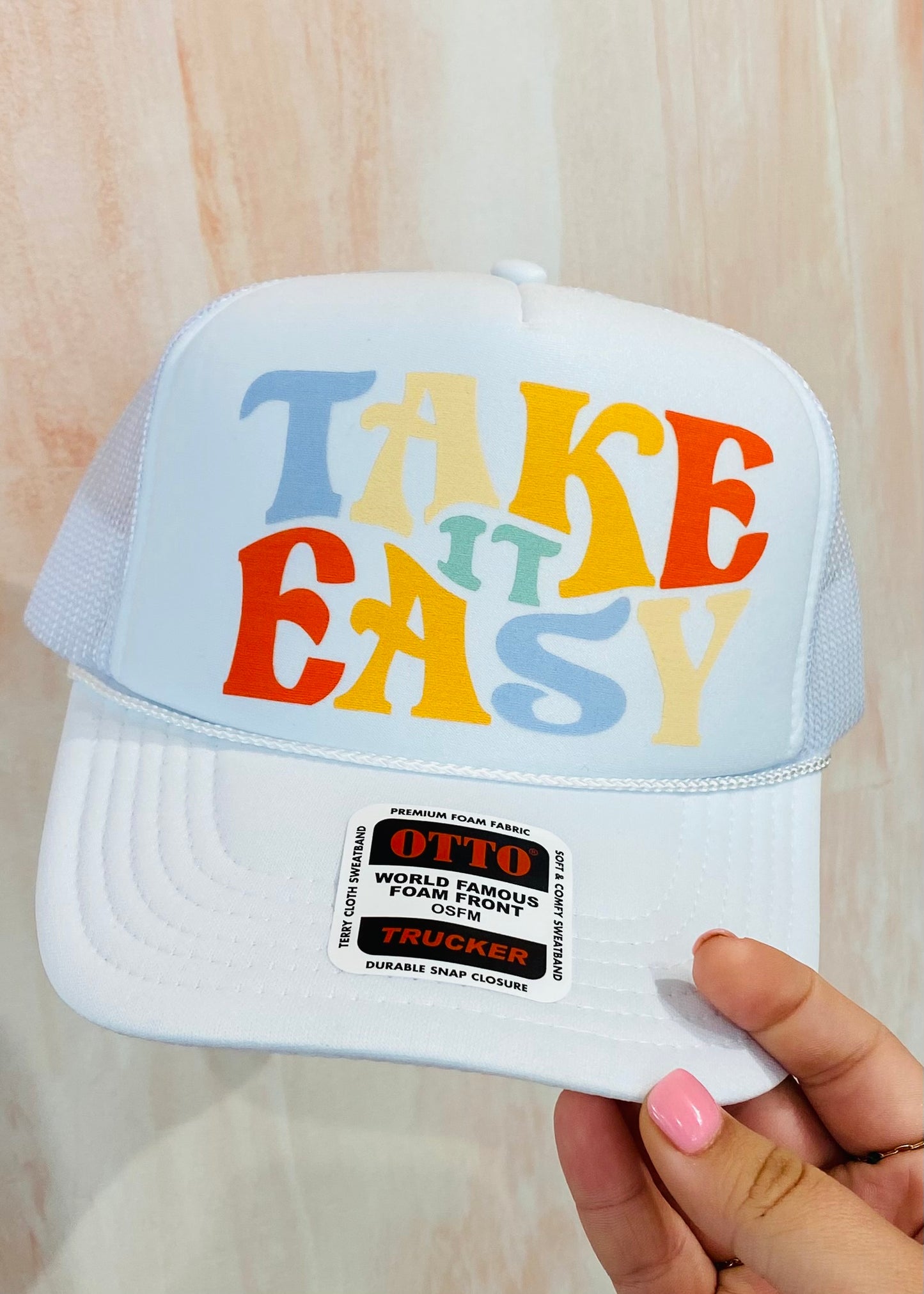 Take It Easy | Adult Trucker Hat-Women - Accessories - Hats-Sister Shirts-Sister Shirts, Cute & Custom Tees for Mama & Littles in Trussville, Alabama.