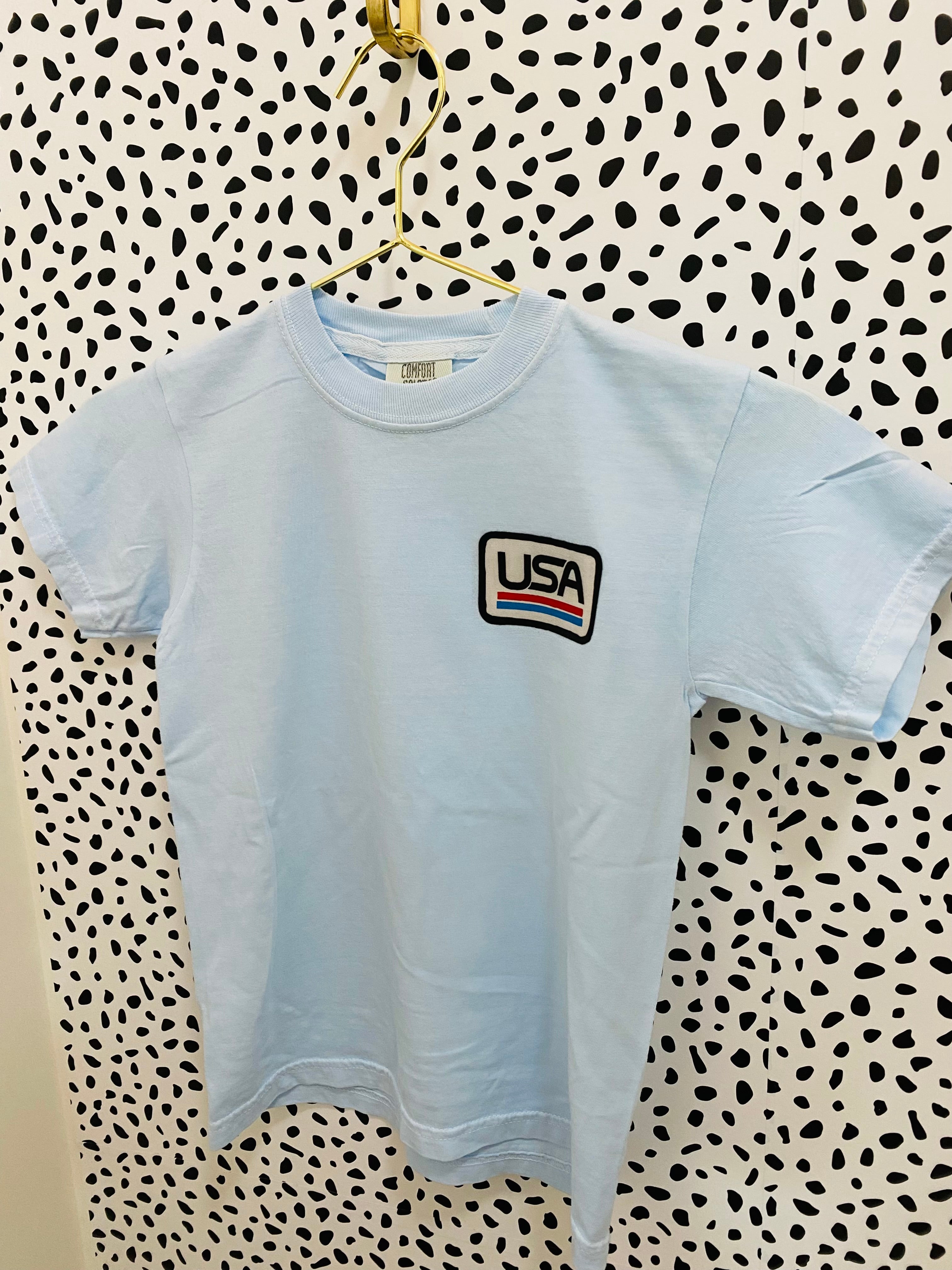USA Patches l Youth Tee l RTS-Sister Shirts-Sister Shirts, Cute & Custom Tees for Mama & Littles in Trussville, Alabama.