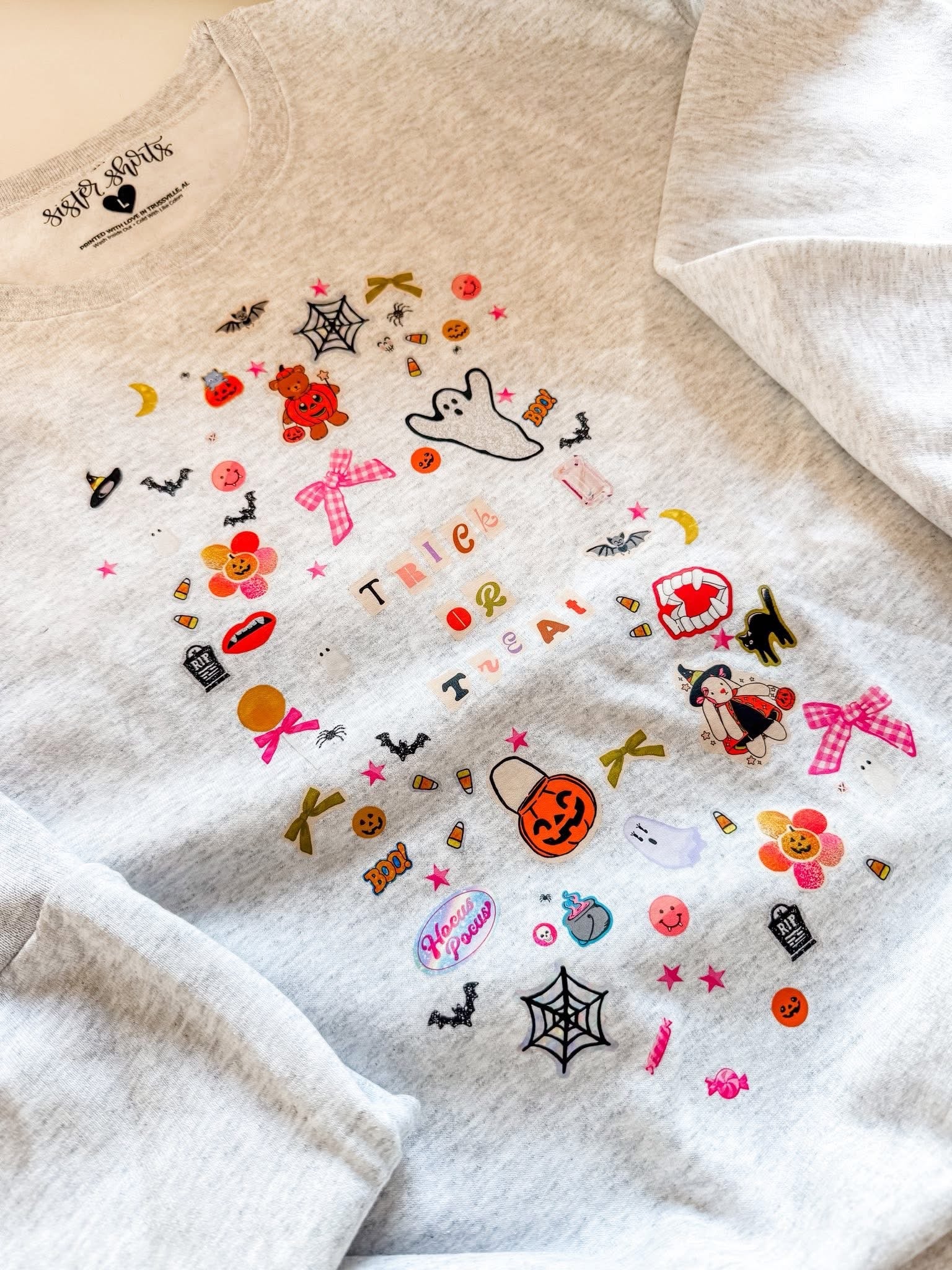 Trick or Treat Collage | Adult Crewneck-Women - Tops - Crewnecks-Sister Shirts-Sister Shirts, Cute & Custom Tees for Mama & Littles in Trussville, Alabama.