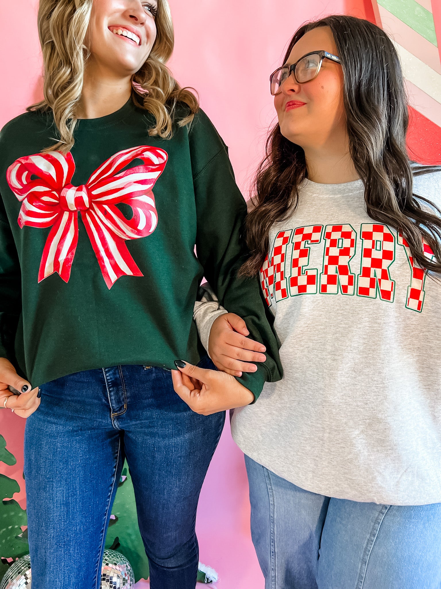 Checkered Merry | Adult Crewneck-Women - Tops - Crewnecks-Sister Shirts-Sister Shirts, Cute & Custom Tees for Mama & Littles in Trussville, Alabama.