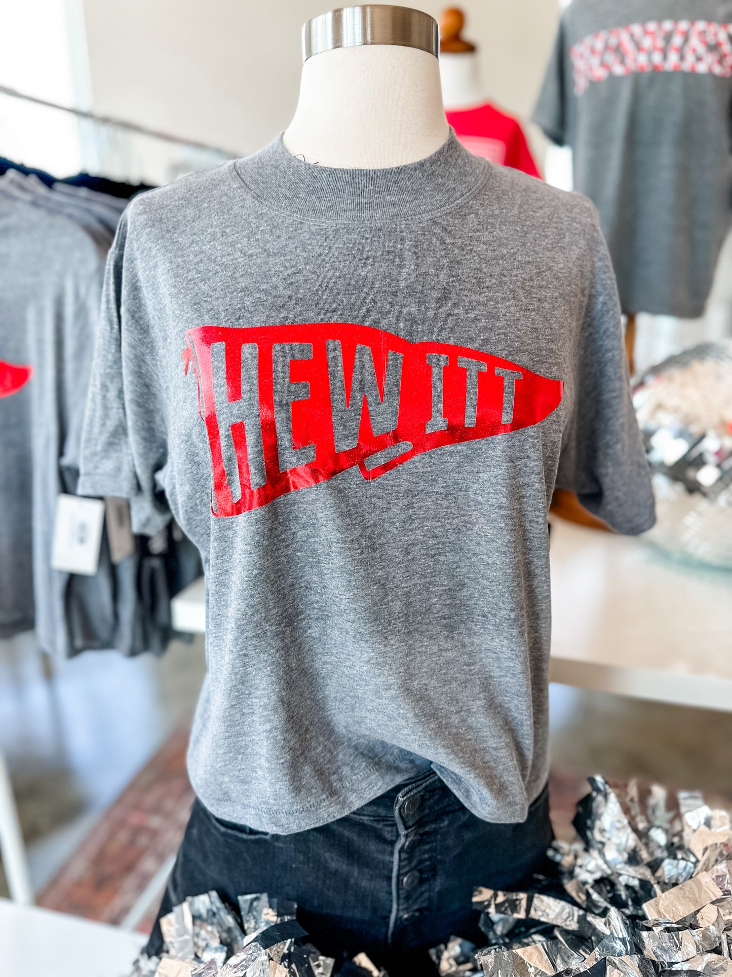 Foil Hewitt Pennant | Mom Crop | RTS-Cropped Tees-Sister Shirts-Sister Shirts, Cute & Custom Tees for Mama & Littles in Trussville, Alabama.