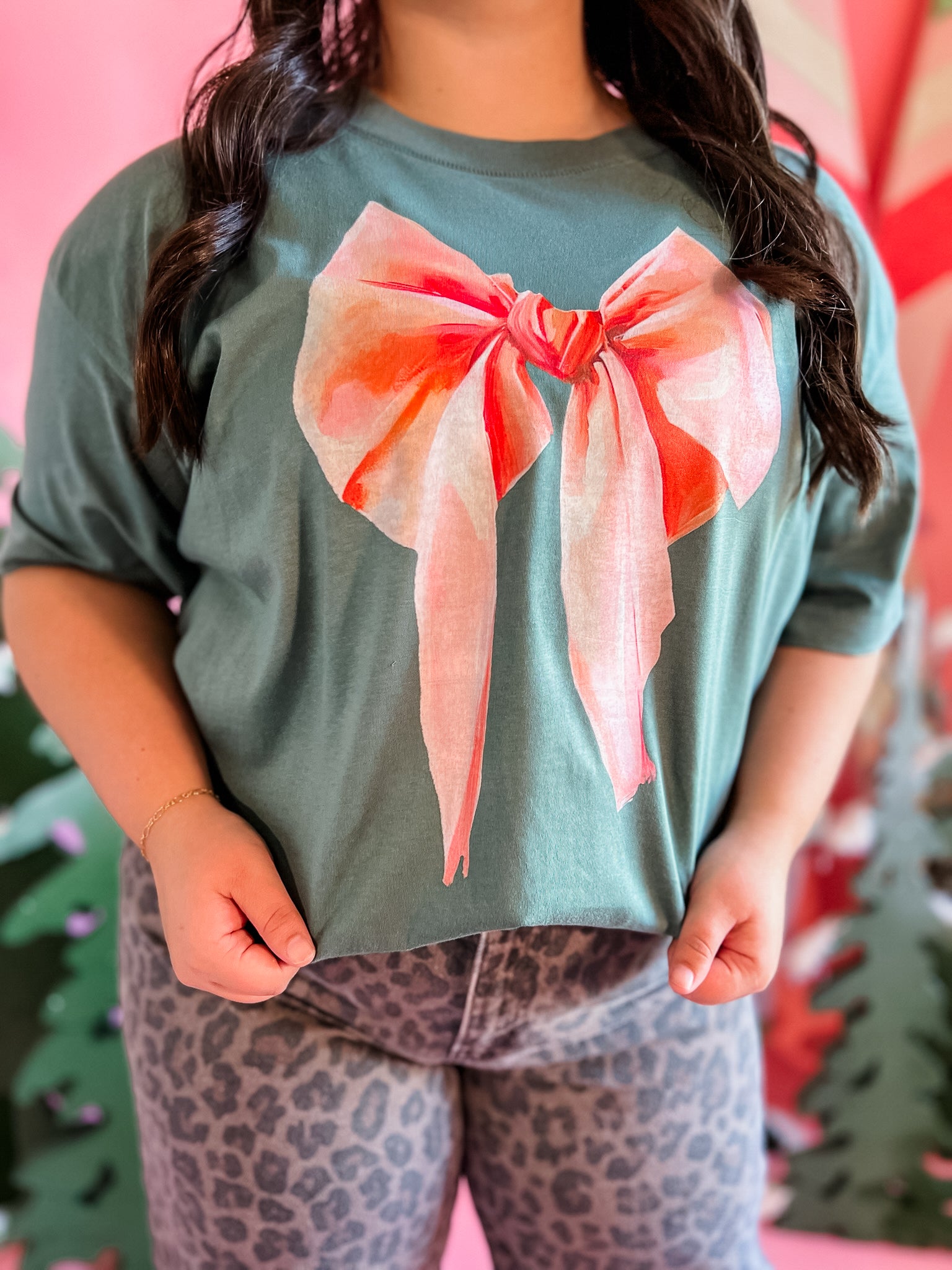 Watercolor Bow | Relaxed Crew Tee-Womens - Tops - Tees-Sister Shirts-Sister Shirts, Cute & Custom Tees for Mama & Littles in Trussville, Alabama.