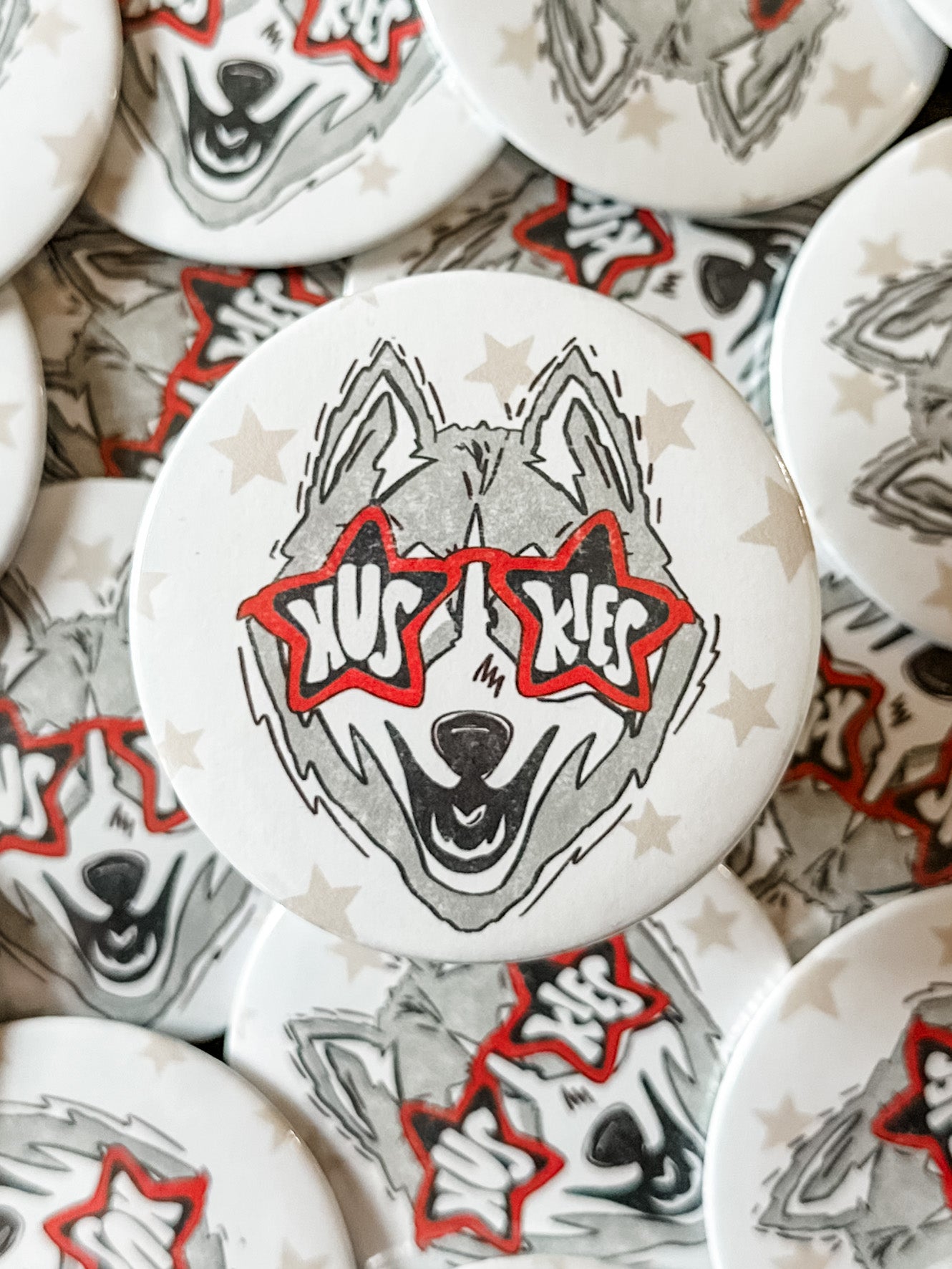 Huskies Glasses Game Day Button-Accessories-Sister Shirts-Sister Shirts, Cute & Custom Tees for Mama & Littles in Trussville, Alabama.