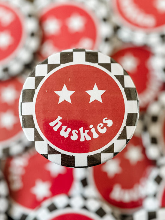 Huskies Checkered Happy Game Day Button-Sister Shirts-Sister Shirts, Cute & Custom Tees for Mama & Littles in Trussville, Alabama.
