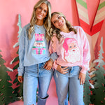 Pink Santa Chenille Patch | Adult Crewneck-Women - Tops - Crewnecks-Sister Shirts-Sister Shirts, Cute & Custom Tees for Mama & Littles in Trussville, Alabama.