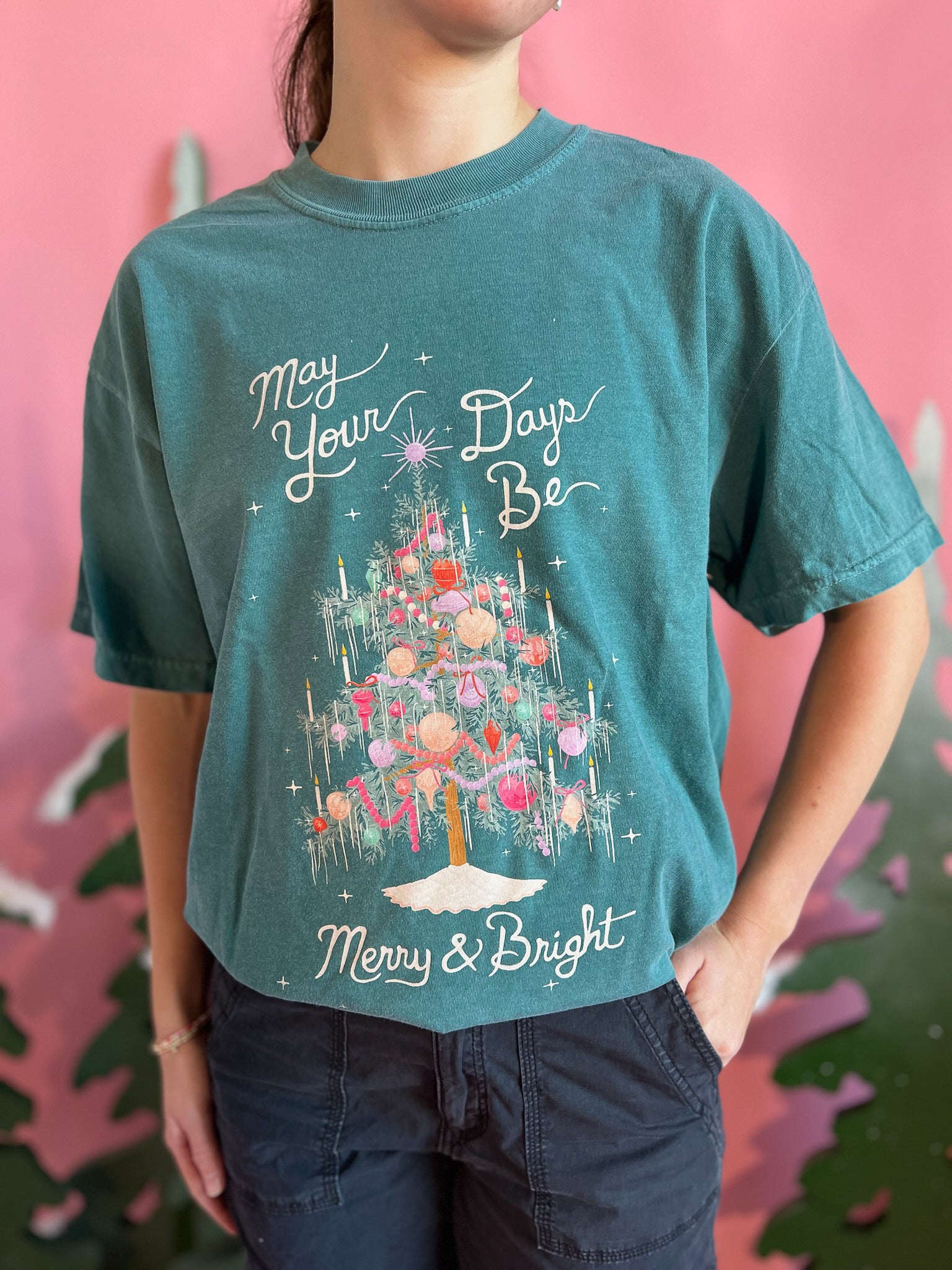 Merry & Bright Tinsel Tree | Adult Tee | RTS-Sister Shirts-Sister Shirts, Cute & Custom Tees for Mama & Littles in Trussville, Alabama.