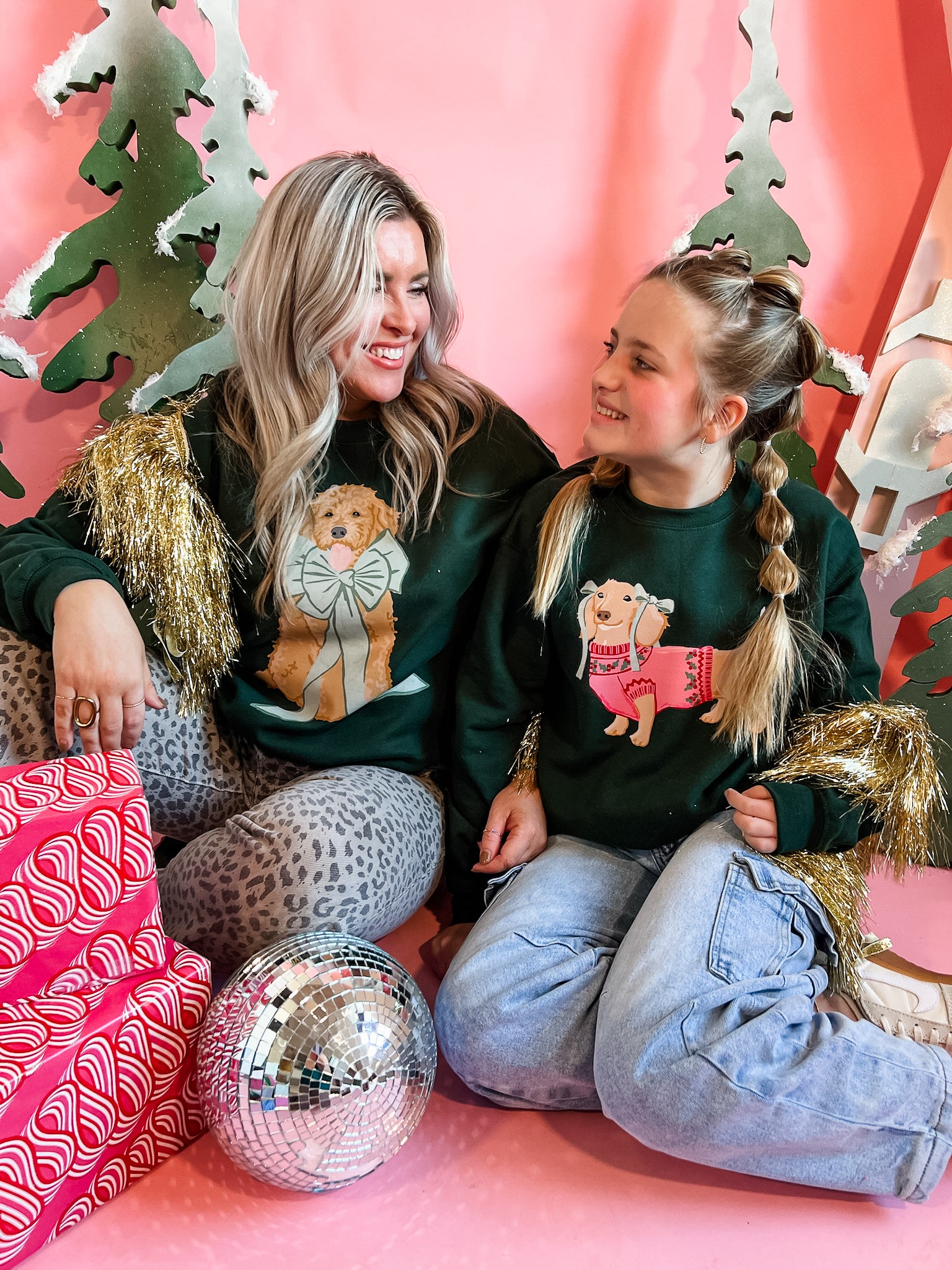 Christmas Dachshund | Youth Crewneck-Sister Shirts-Sister Shirts, Cute & Custom Tees for Mama & Littles in Trussville, Alabama.