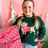 Christmas Dachshund | Youth Crewneck-Sister Shirts-Sister Shirts, Cute & Custom Tees for Mama & Littles in Trussville, Alabama.