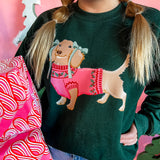 Christmas Dachshund | Youth Crewneck-Sister Shirts-Sister Shirts, Cute & Custom Tees for Mama & Littles in Trussville, Alabama.