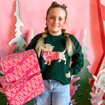 Christmas Dachshund | Youth Crewneck | RTS-Sister Shirts-Sister Shirts, Cute & Custom Tees for Mama & Littles in Trussville, Alabama.