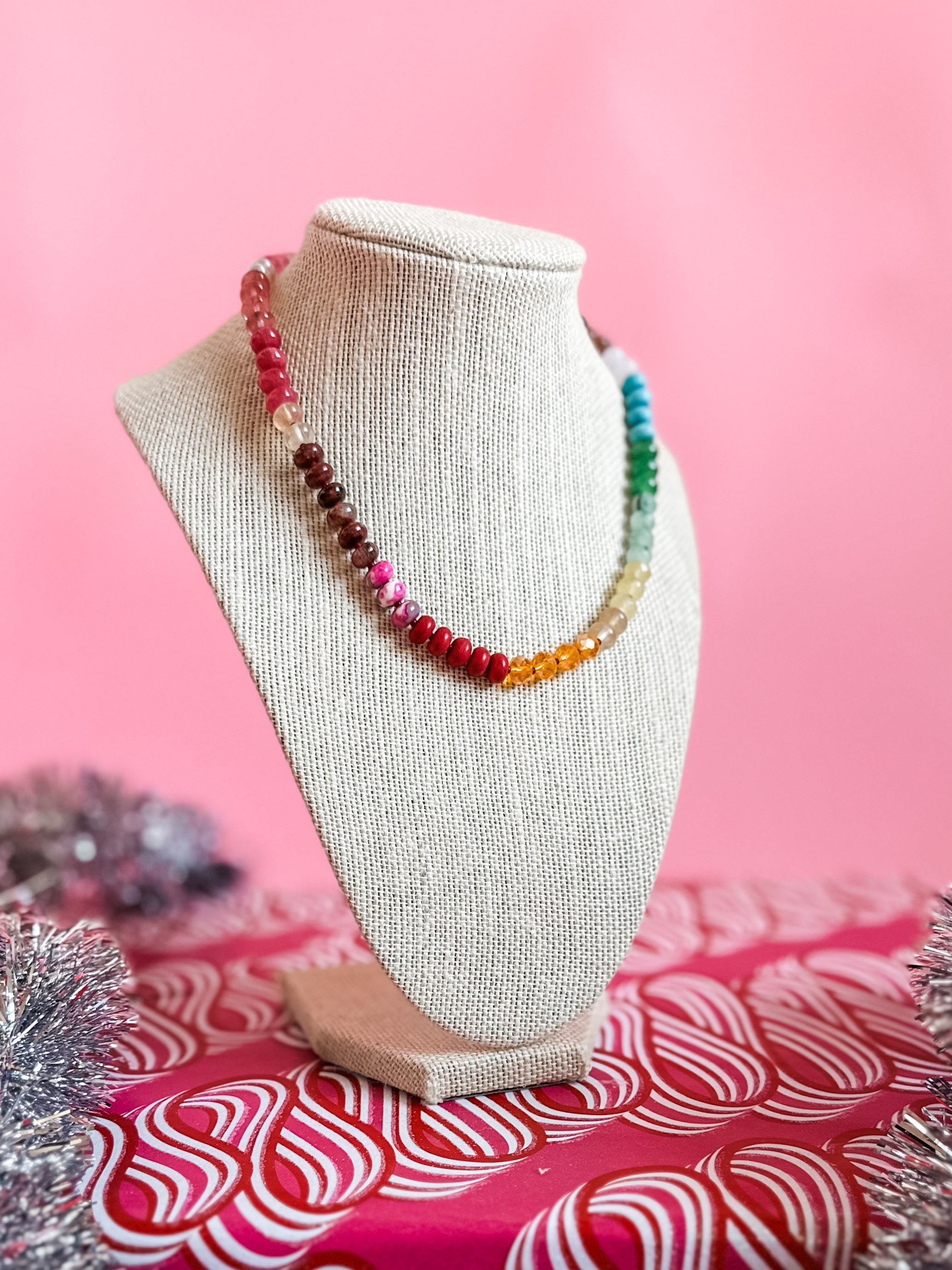 Gemstone Necklace | Natural Agate-Women - Jewelry - Necklaces-zenana-Sister Shirts, Cute & Custom Tees for Mama & Littles in Trussville, Alabama.