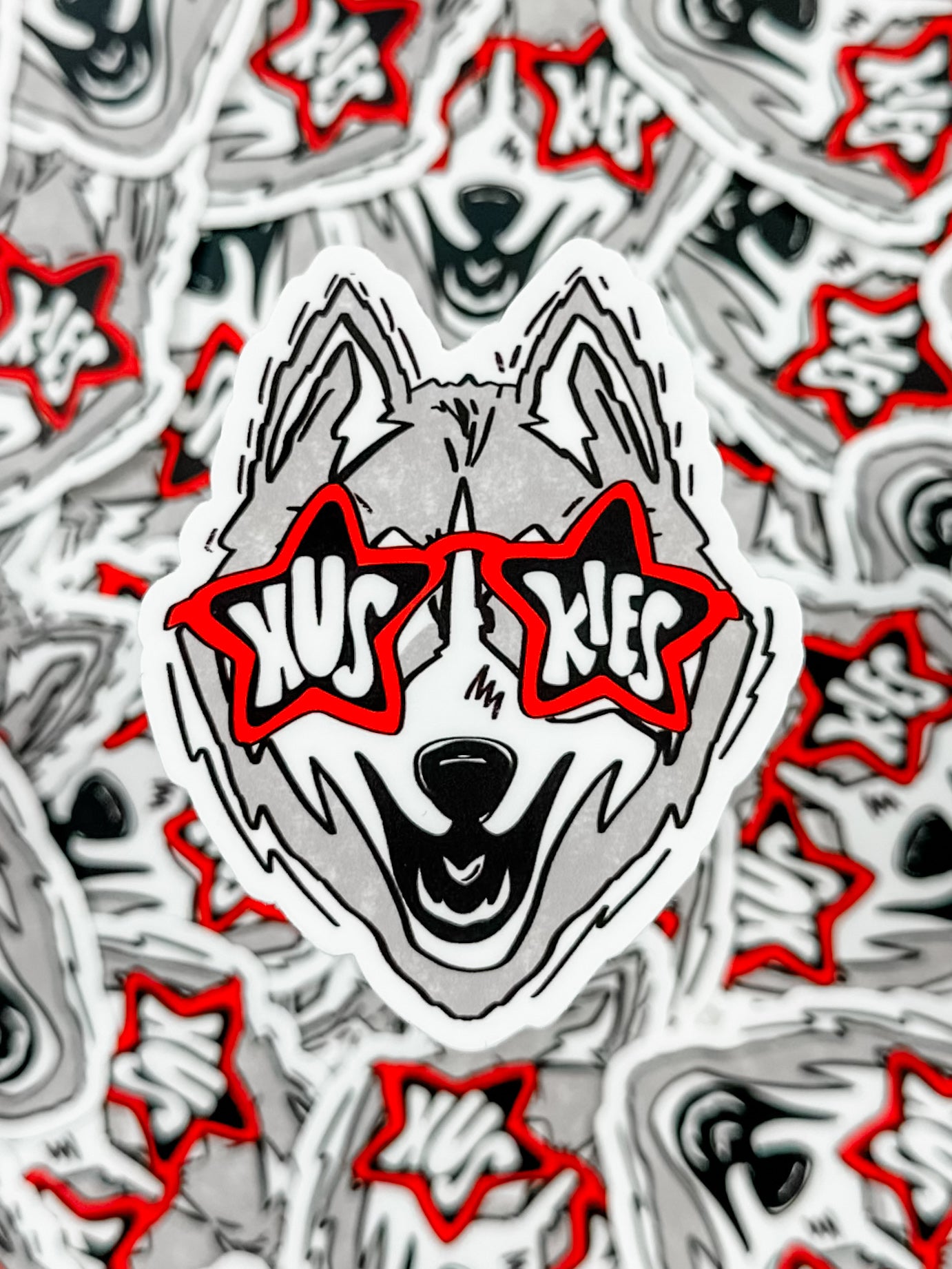 Huskies Glasses Waterproof Sticker-Home - Stationery - Stickers-Typo Lettering Co-Sister Shirts, Cute & Custom Tees for Mama & Littles in Trussville, Alabama.