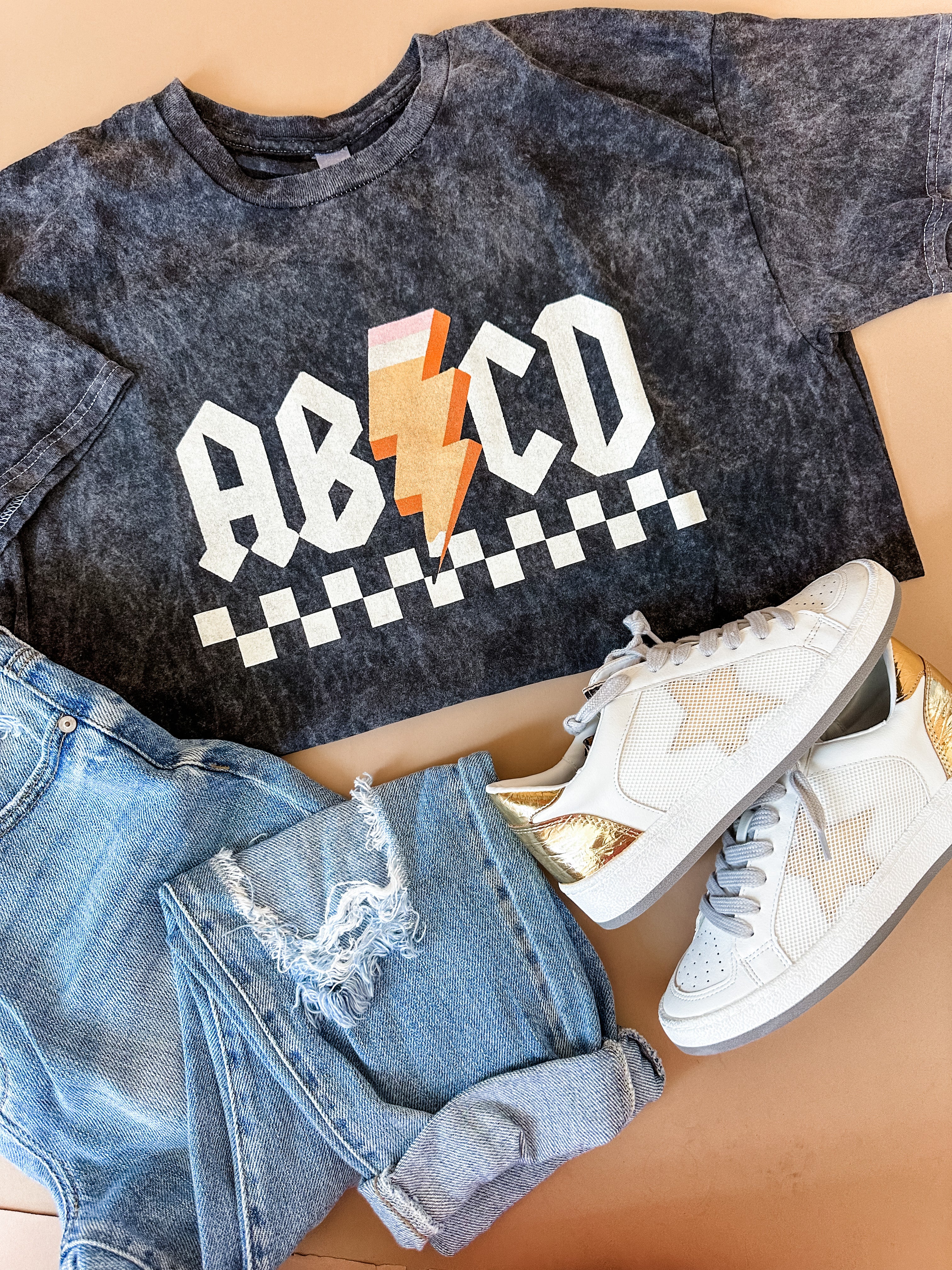 AB⚡CD | Mineral Wash Adult Tee-Womens - Tops - Tees-Sister Shirts-Sister Shirts, Cute & Custom Tees for Mama & Littles in Trussville, Alabama.