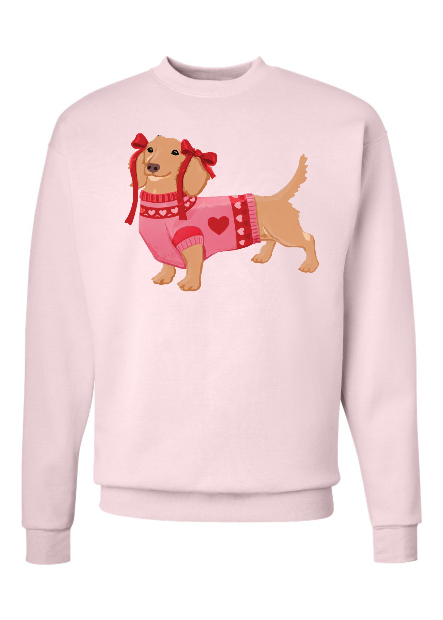 Valentine’s Dachshund | Youth Crewneck RTS-Youth - Tops - Sweatshirts-Sister Shirts-Sister Shirts, Cute & Custom Tees for Mama & Littles in Trussville, Alabama.