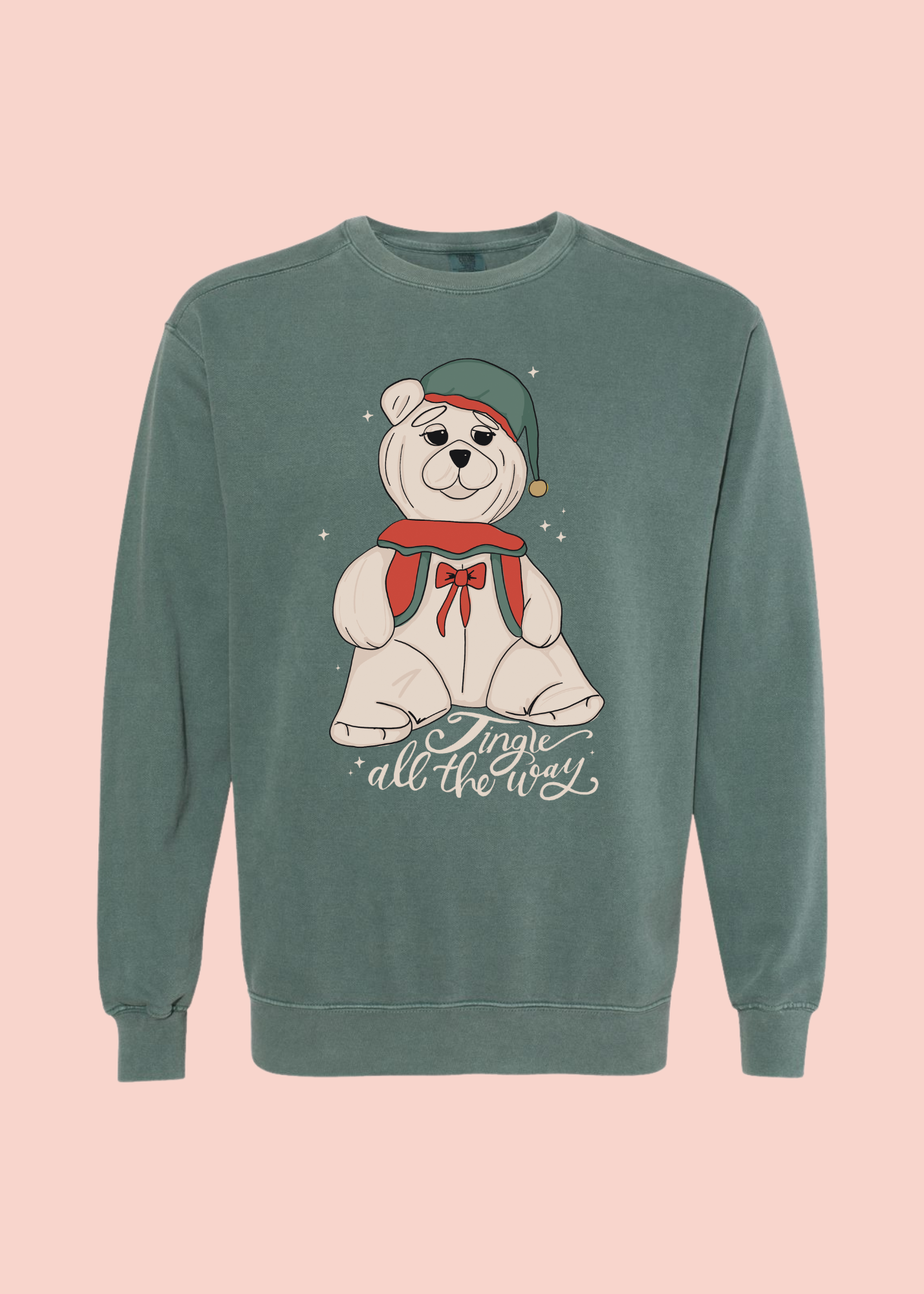 Jingle All the Way | Adult Garment Dyed Crewneck-Adult Crewneck-Sister Shirts-Sister Shirts, Cute & Custom Tees for Mama & Littles in Trussville, Alabama.