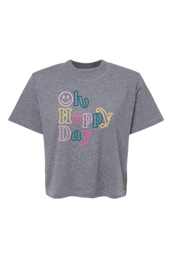 Oh Happy Day | Mom Crop Tee | RTS-Cropped Tees-Sister Shirts-Sister Shirts, Cute & Custom Tees for Mama & Littles in Trussville, Alabama.