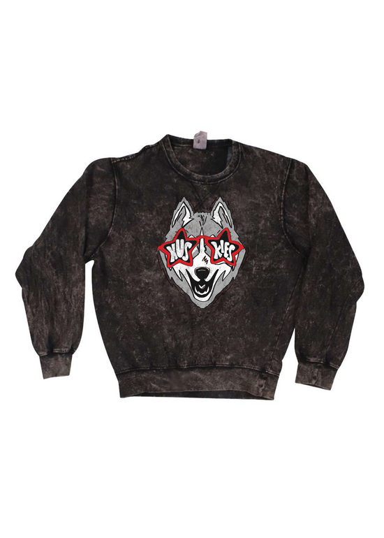 Huskies Glasses | Adult Mineral Wash Crewneck | RTS-Adult Crewneck-Sister Shirts-Sister Shirts, Cute & Custom Tees for Mama & Littles in Trussville, Alabama.