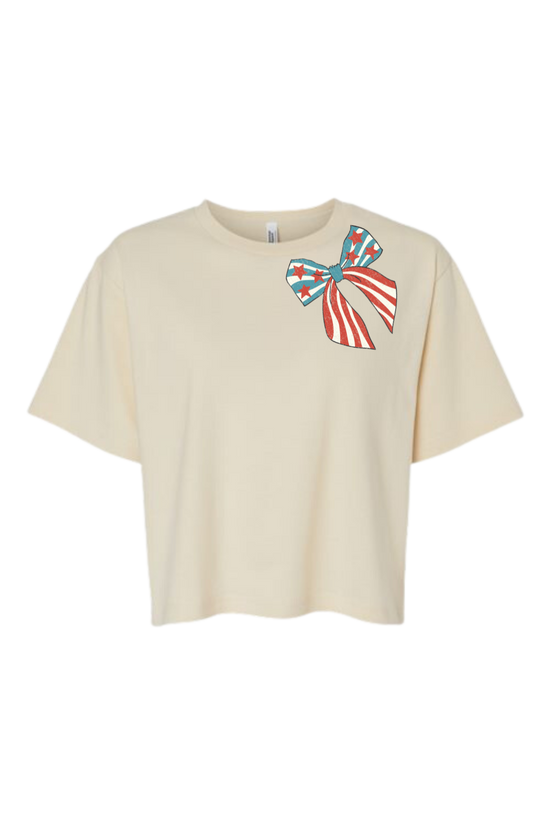 Patriotic Bow | Boxy Crop Tee-Adult Tee-Sister Shirts-Sister Shirts, Cute & Custom Tees for Mama & Littles in Trussville, Alabama.