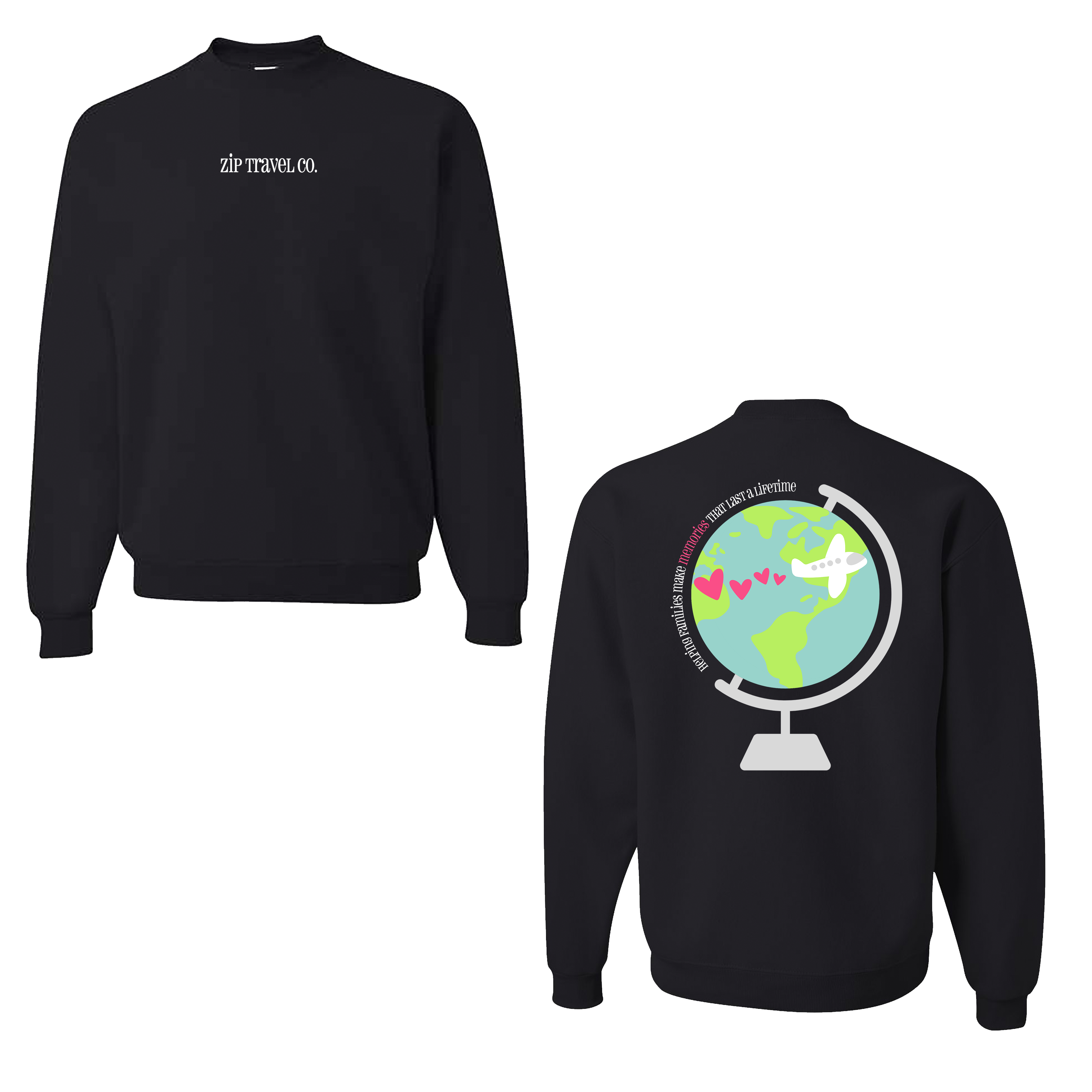 Zip Travel Co | Adult Crewneck-Mens - Tops - Sweatshirts-Sister Shirts-Sister Shirts, Cute & Custom Tees for Mama & Littles in Trussville, Alabama.