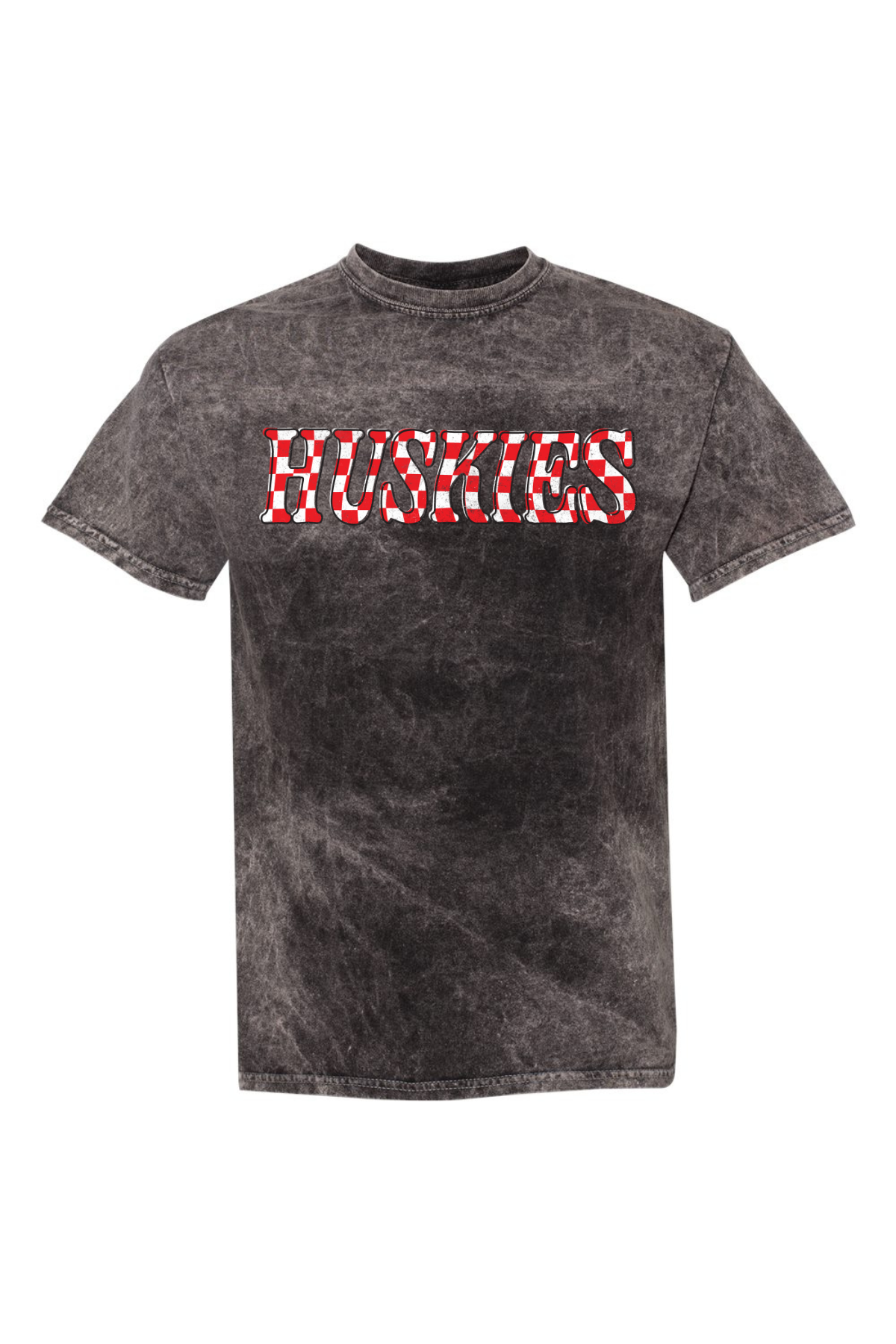Huskies Checkered | Adult Mineral Wash Tee-Womens - Tops - Tees-Sister Shirts-Sister Shirts, Cute & Custom Tees for Mama & Littles in Trussville, Alabama.