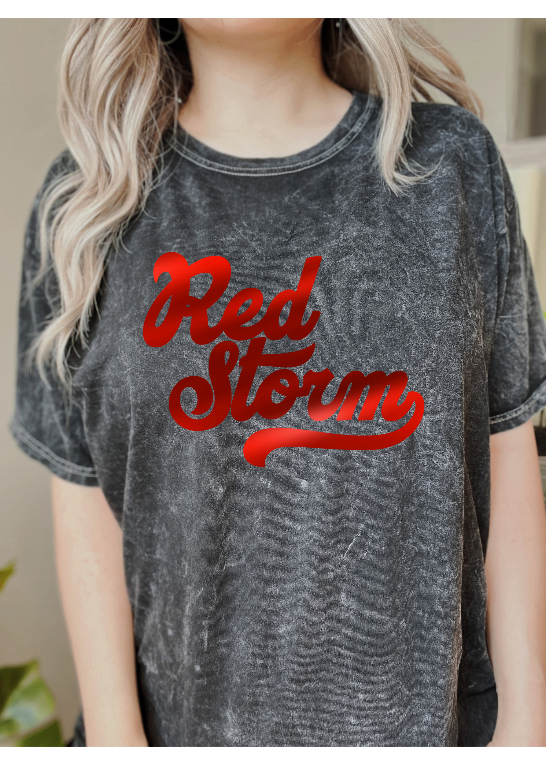 Red Storm Foil | Mineral Wash Tee | Adult-Sister Shirts-Sister Shirts, Cute & Custom Tees for Mama & Littles in Trussville, Alabama.