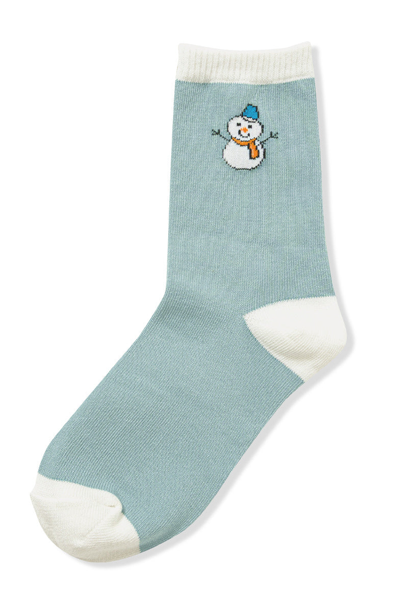 Snowman Crew Socks in Blue-Women - Accessories - Socks-Zenana-Sister Shirts, Cute & Custom Tees for Mama & Littles in Trussville, Alabama.