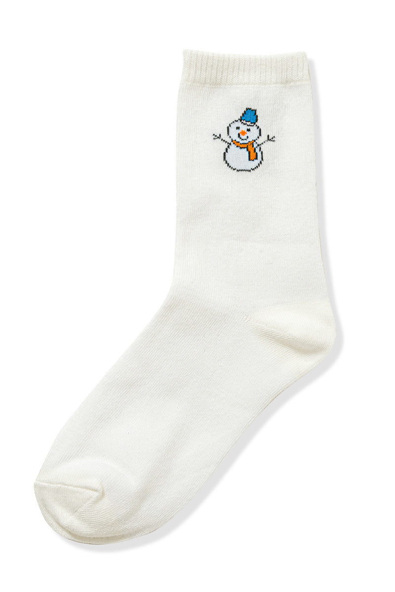 Snowman Crew Socks in White-Women - Accessories - Socks-Zenana-Sister Shirts, Cute & Custom Tees for Mama & Littles in Trussville, Alabama.