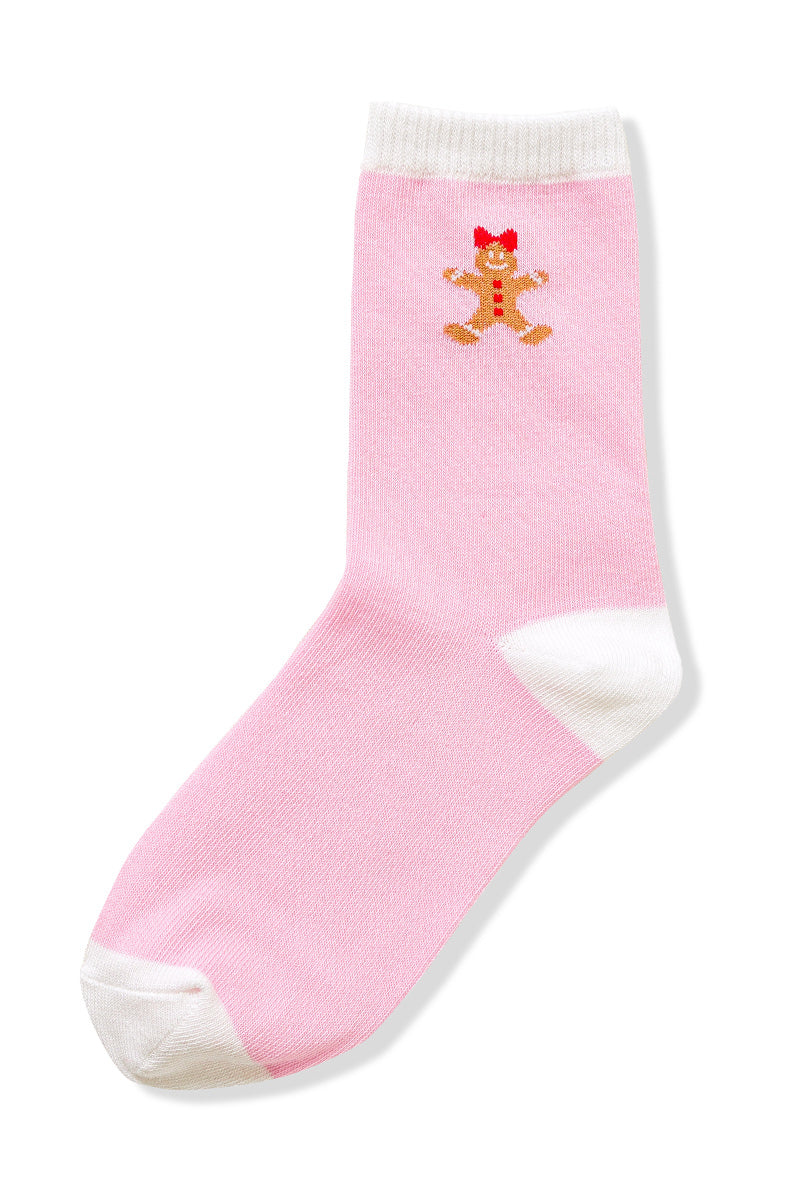 Gingerbread Crew Socks in Pink-Women - Accessories - Socks-Zenana-Sister Shirts, Cute & Custom Tees for Mama & Littles in Trussville, Alabama.
