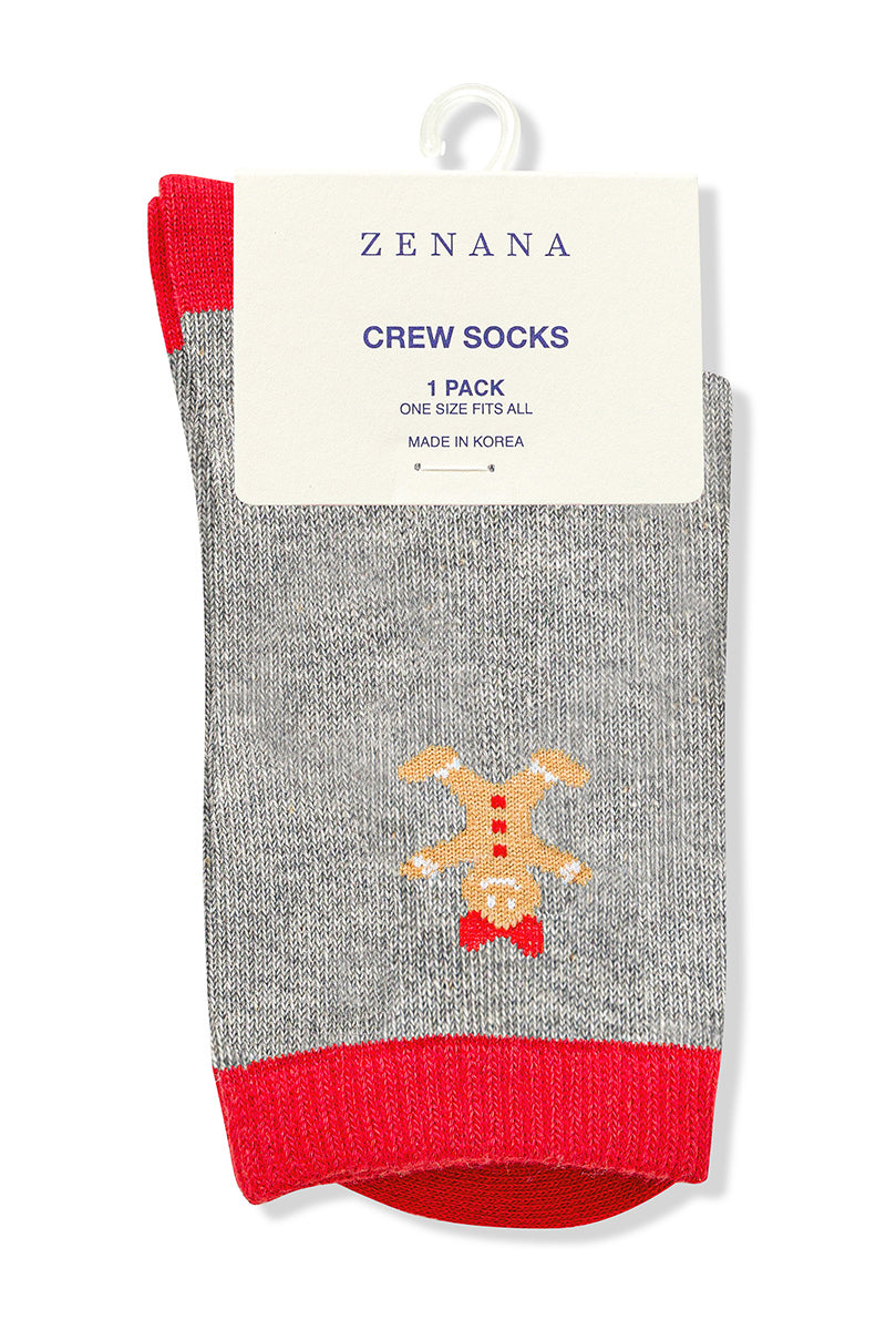 Gingerbread Crew Socks in Grey-Women - Accessories - Socks-Zenana-Sister Shirts, Cute & Custom Tees for Mama & Littles in Trussville, Alabama.