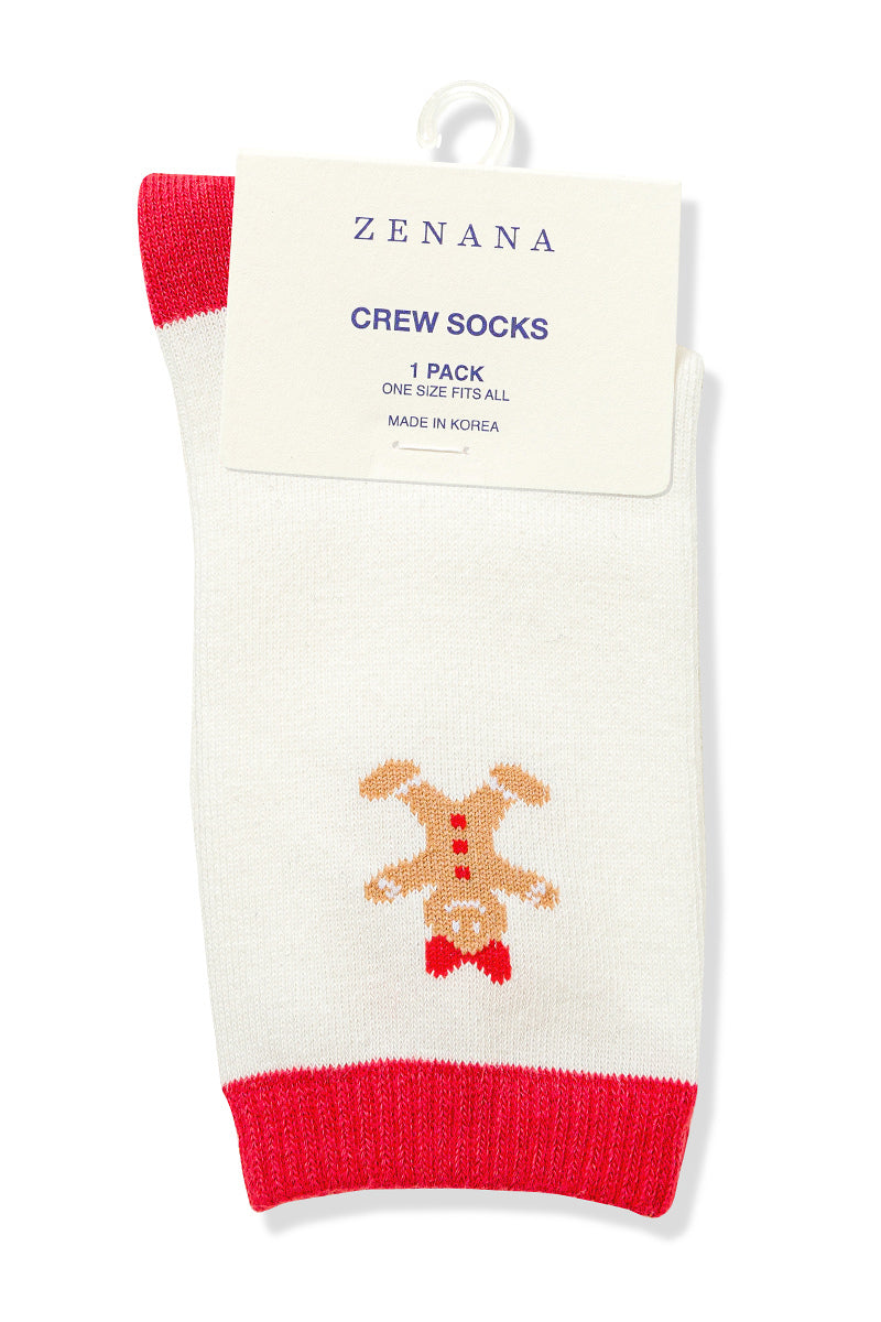 Gingerbread Crew Socks in Cream-Women - Accessories - Socks-Zenana-Sister Shirts, Cute & Custom Tees for Mama & Littles in Trussville, Alabama.