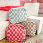 Mini Checkered Travel Pouch in Pink-Women - Bags-Zenana-Sister Shirts, Cute & Custom Tees for Mama & Littles in Trussville, Alabama.
