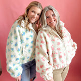 Blossom Cozy Floral Sherpa Jacket in Pink-Women - Outerwear - Jackets-HYFVE-Sister Shirts, Cute & Custom Tees for Mama & Littles in Trussville, Alabama.