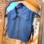 Polished Denim Ruffle Layering Collar-Women - Accessories-Sister Shirts-Sister Shirts, Cute & Custom Tees for Mama & Littles in Trussville, Alabama.