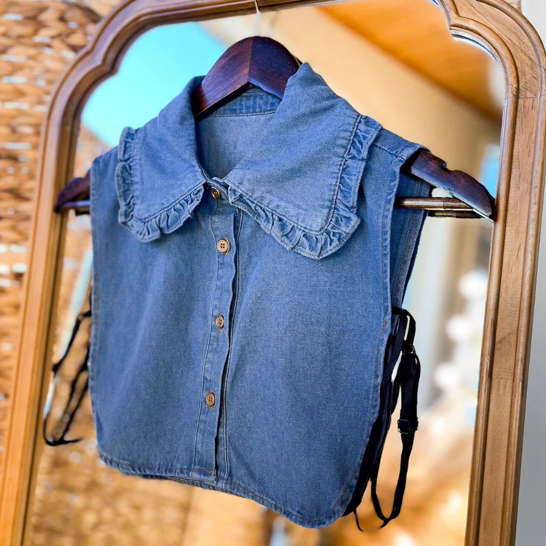 Polished Denim Ruffle Layering Collar-Women - Accessories-Sister Shirts-Sister Shirts, Cute & Custom Tees for Mama & Littles in Trussville, Alabama.