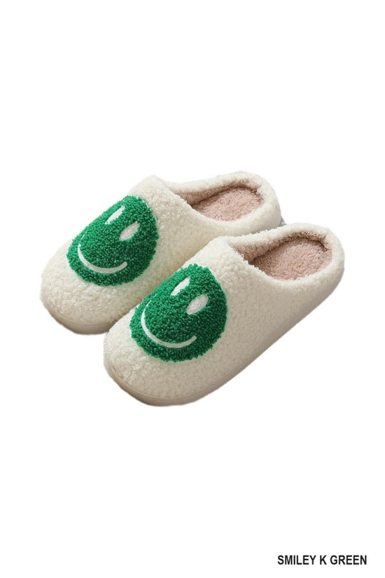 Happy Face Slippers | Green-Zenana-Sister Shirts, Cute & Custom Tees for Mama & Littles in Trussville, Alabama.