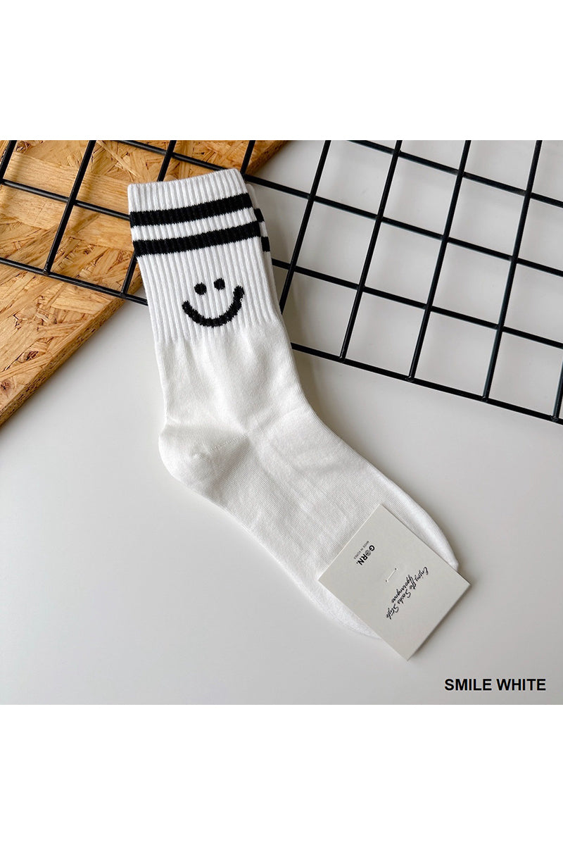 Happy Face | Crew Socks-Socks-zenana-Sister Shirts, Cute & Custom Tees for Mama & Littles in Trussville, Alabama.