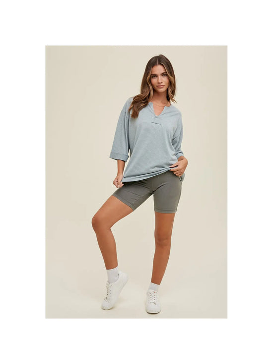 Washed Cotton Biker Shorts Grey