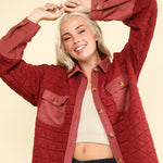 Oversized Quilted Shacket | Brick-Women - Outerwear - Jackets-Very J-Sister Shirts, Cute & Custom Tees for Mama & Littles in Trussville, Alabama.