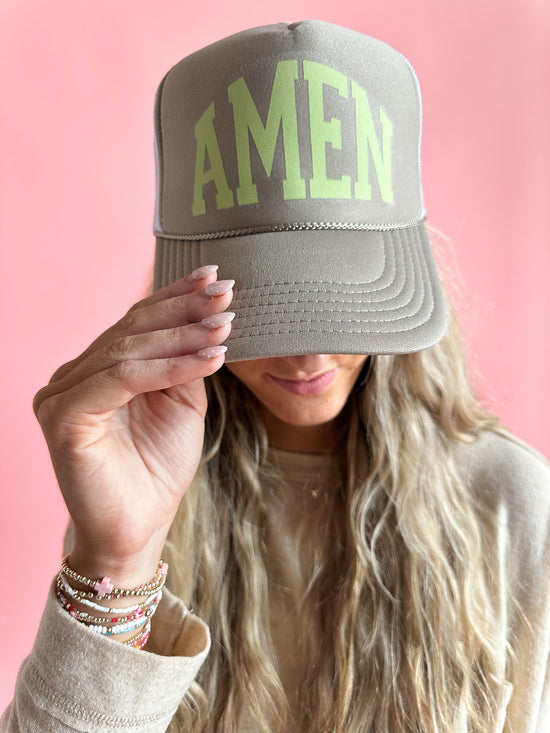 Can I Get an Amen? in Tan | Adult Trucker Hat-Women - Accessories - Hats-Sister Shirts-Sister Shirts, Cute & Custom Tees for Mama & Littles in Trussville, Alabama.