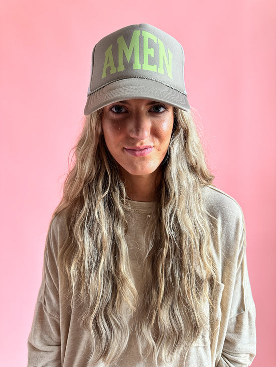 Can I Get an Amen? in Tan | Adult Trucker Hat-Women - Accessories - Hats-Sister Shirts-Sister Shirts, Cute & Custom Tees for Mama & Littles in Trussville, Alabama.