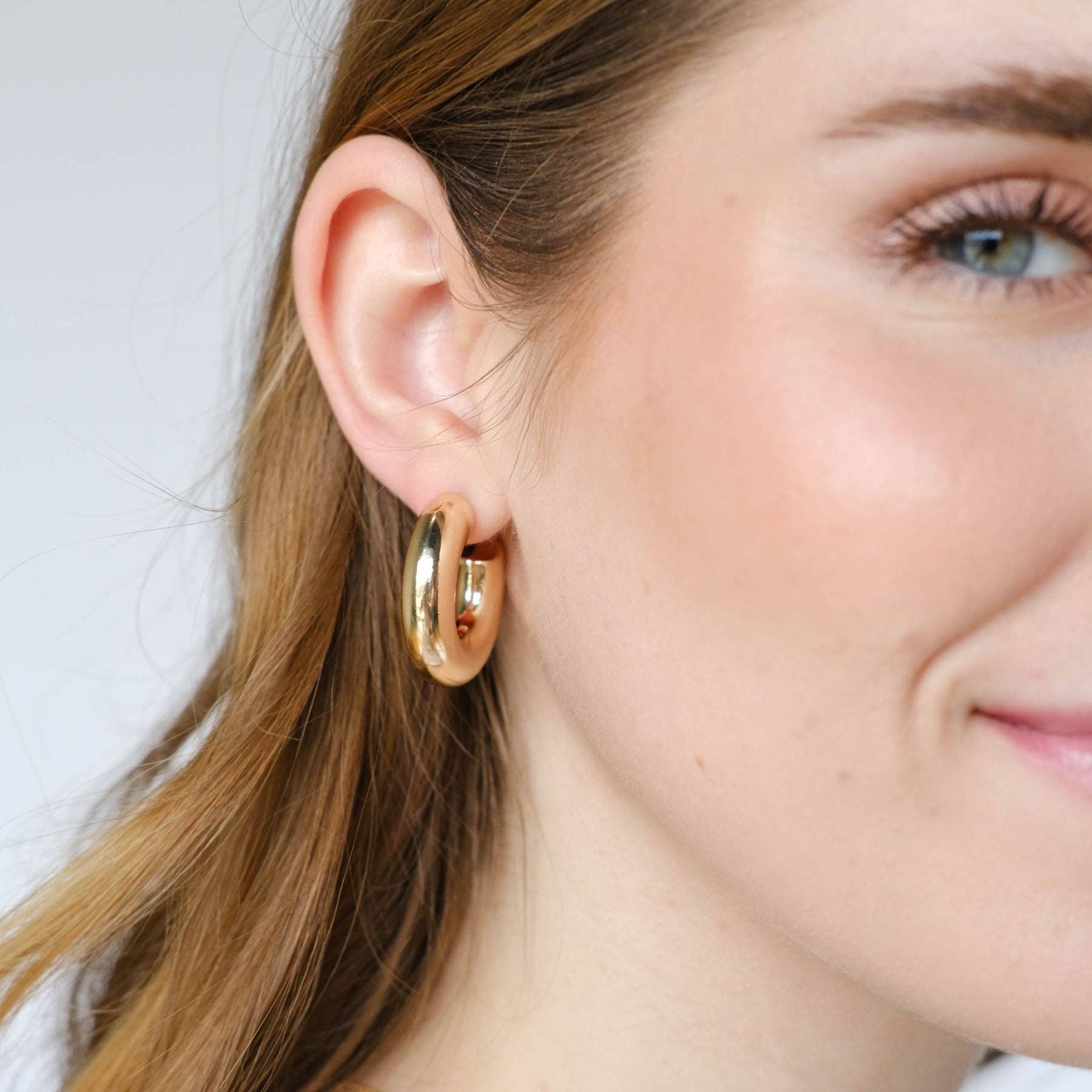 Gold Donut Hoop Earrings S-Women - Jewelry - Earrings-Nickel and Suede-Sister Shirts, Cute & Custom Tees for Mama & Littles in Trussville, Alabama.