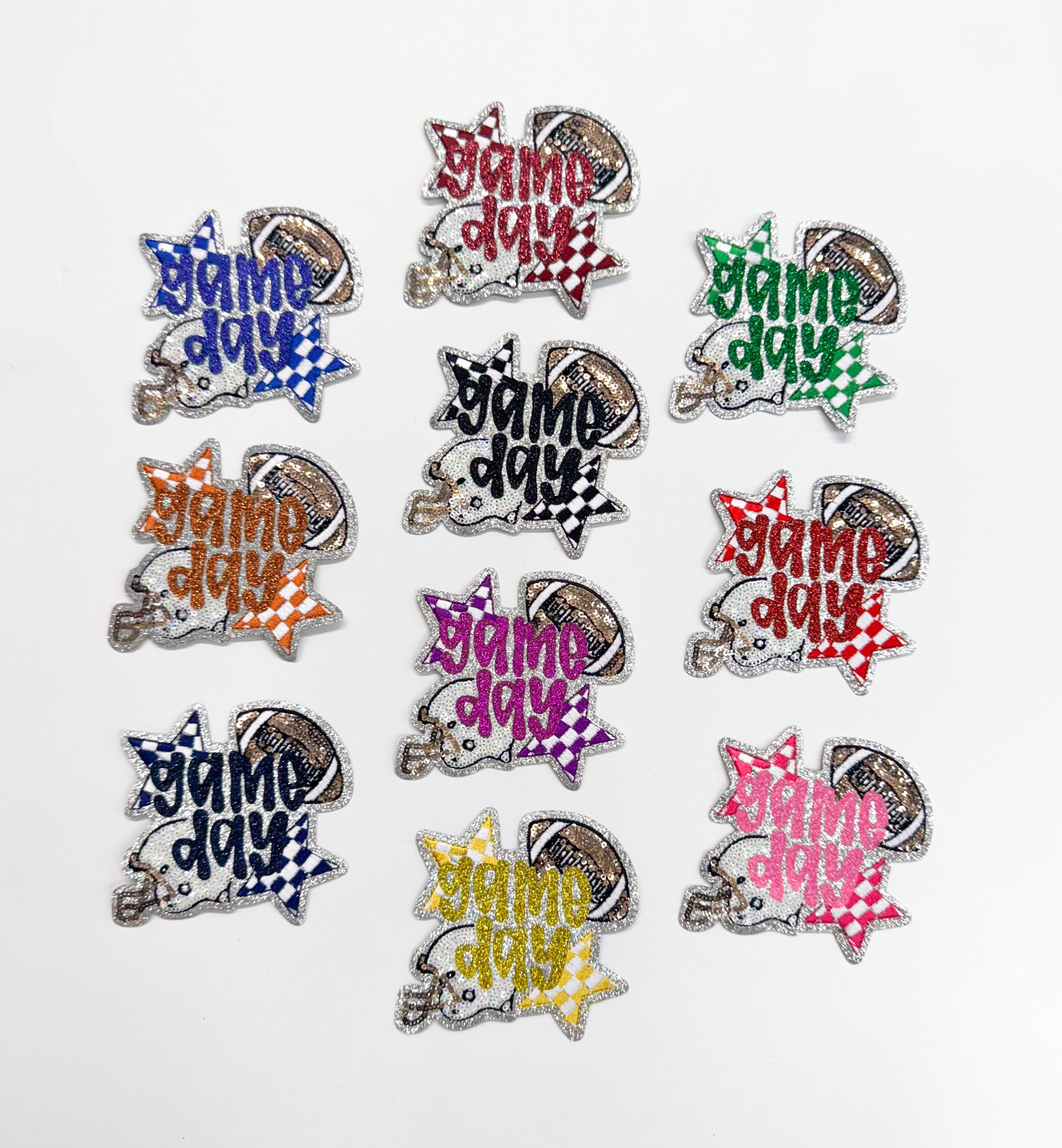 Football Red Game Day Checkered Star Sequin Patch-ABLNco-Sister Shirts, Cute & Custom Tees for Mama & Littles in Trussville, Alabama.