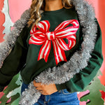 Candy Cane Bow | Adult Crewneck-Women - Tops - Crewnecks-Sister Shirts-Sister Shirts, Cute & Custom Tees for Mama & Littles in Trussville, Alabama.