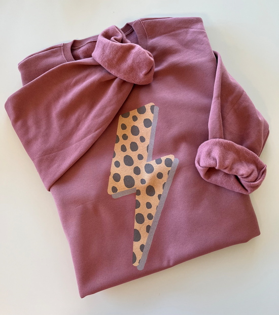 Cheetah Bolt | Adult Crewneck-Adult Crewneck-Sister Shirts-Sister Shirts, Cute & Custom Tees for Mama & Littles in Trussville, Alabama.