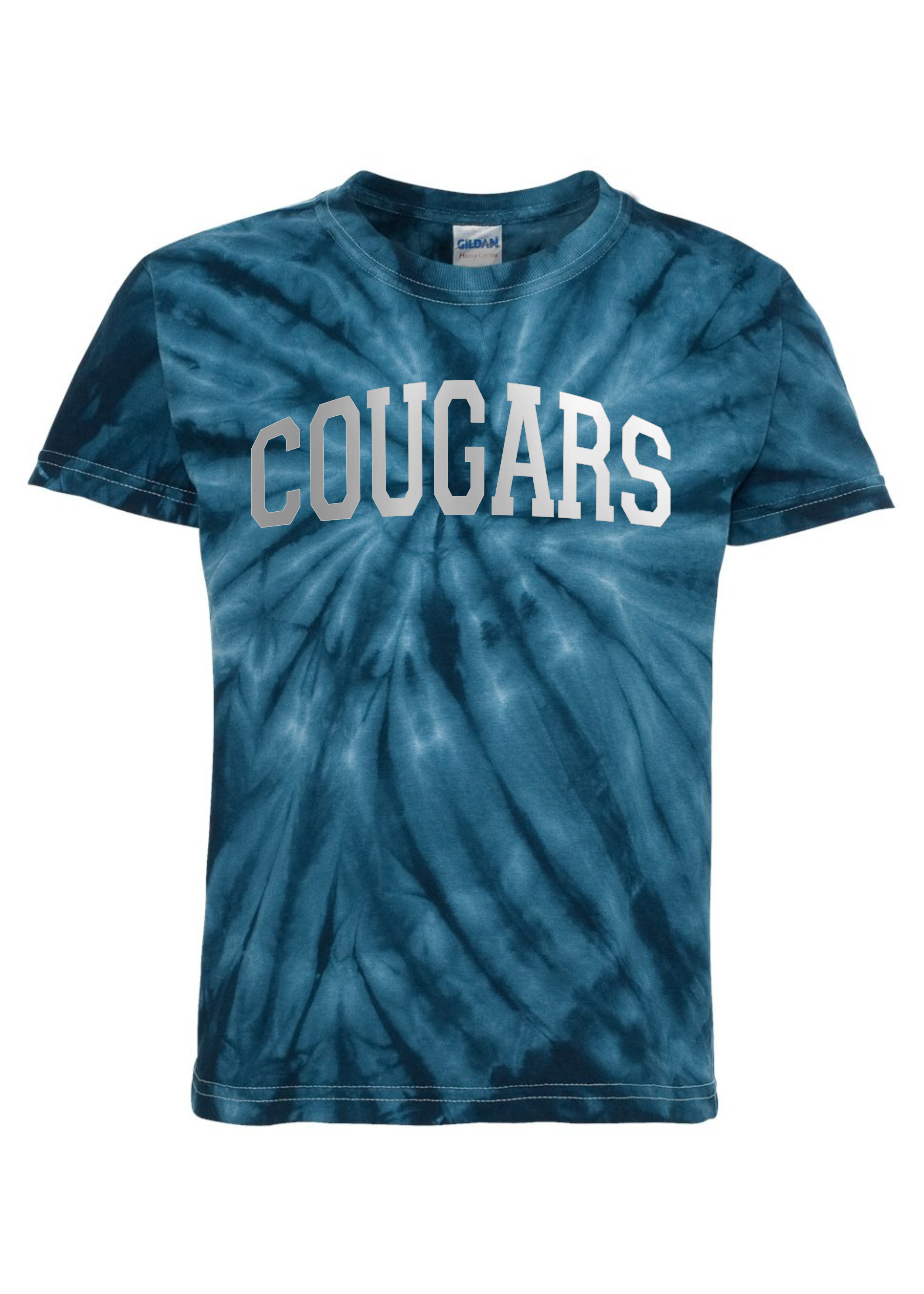 Cougars Foil | Kids Tie Dye Tee-Youth - Tops - Tees-Sister Shirts-Sister Shirts, Cute & Custom Tees for Mama & Littles in Trussville, Alabama.