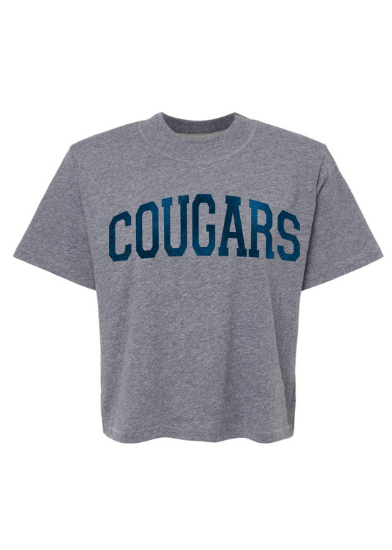 Cougars Foil | Mom Crop Tee-Adult Tee-Sister Shirts-Sister Shirts, Cute & Custom Tees for Mama & Littles in Trussville, Alabama.
