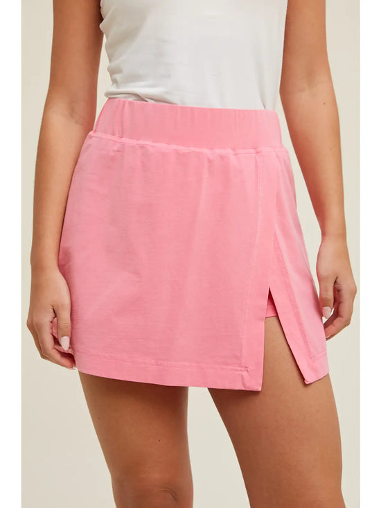 Notched Washed Skort | Pink-Skort-Wishlist-Sister Shirts, Cute & Custom Tees for Mama & Littles in Trussville, Alabama.