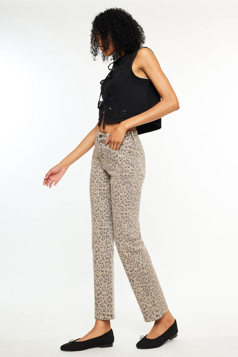 Leopard Lane | High Rise Straight Jeans-Women - Bottoms - Pants-Kan Can USA-Sister Shirts, Cute & Custom Tees for Mama & Littles in Trussville, Alabama.