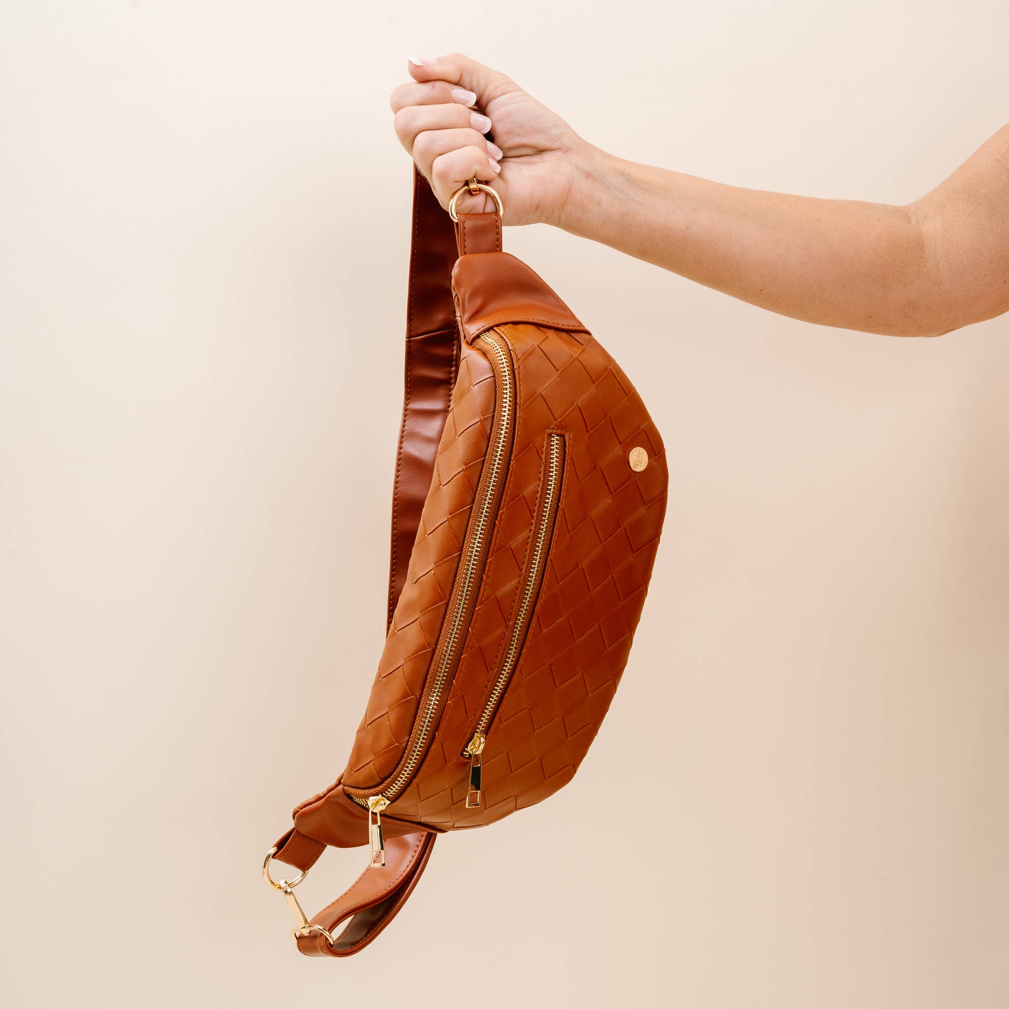 Brown Leather | Woven Belt Bag-Women - Bags-The Darling Effect-Sister Shirts, Cute & Custom Tees for Mama & Littles in Trussville, Alabama.